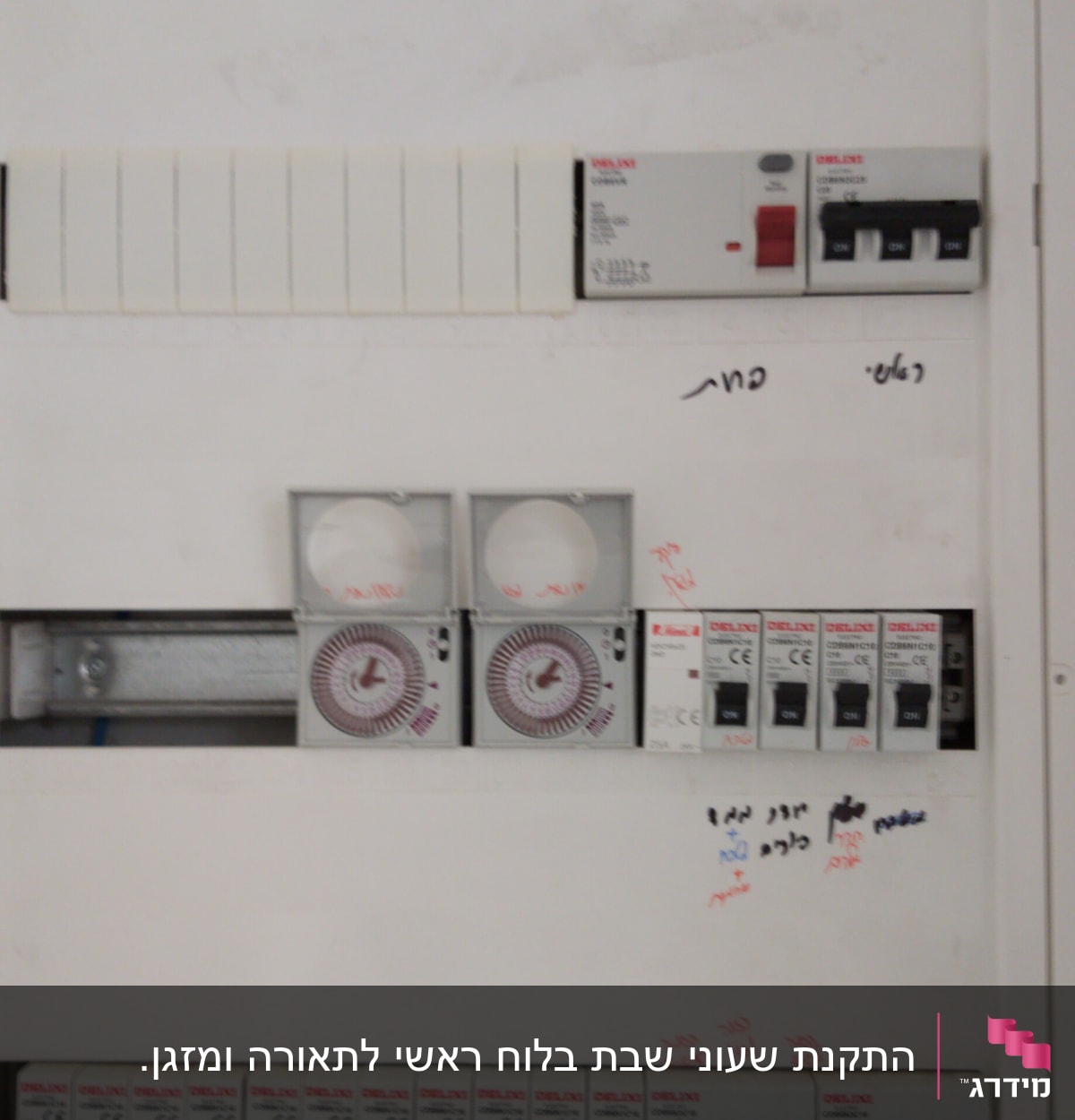 לוח חשמל עם מפסקים ומד טיימר
